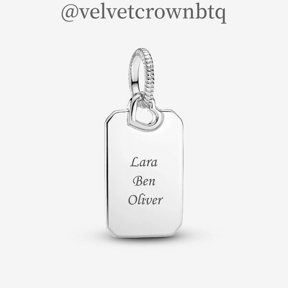 Pandora Engravable Rectangle Tag Pendant - Picture 4 of 5